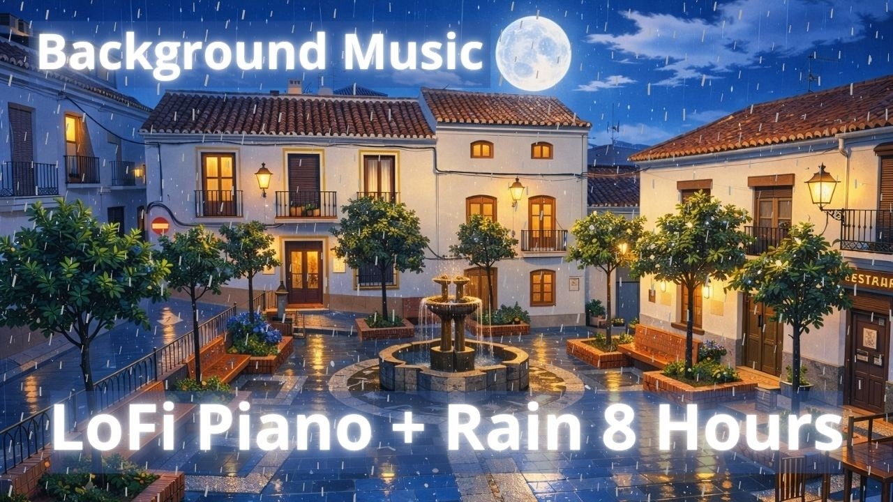 LoFi Rain Piano 432 Hz — 8 Hours Sleep, Background Music BMG | Relaxing Meditative | Ambient Music