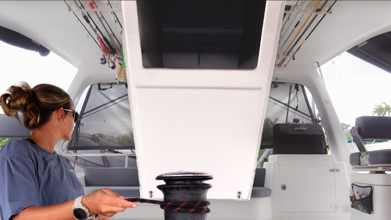 How To Raise (and lower) The Tri-Fold Door on a Seawind Catamaran