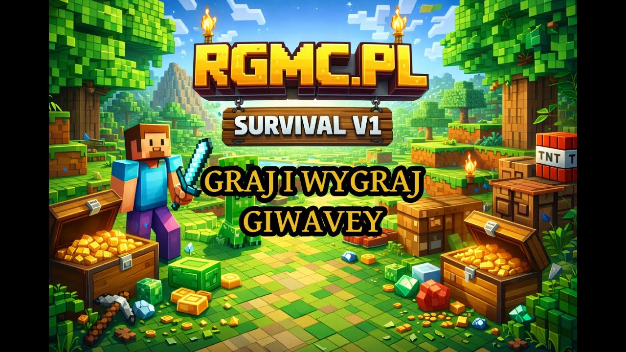 🔴  IP: RGMC.PL SURVIVAL V1 |1ZŁ=3MIN| 🔴KONKURSY/GIVAWEY KLUCZE BEACONY KASA $$❤️