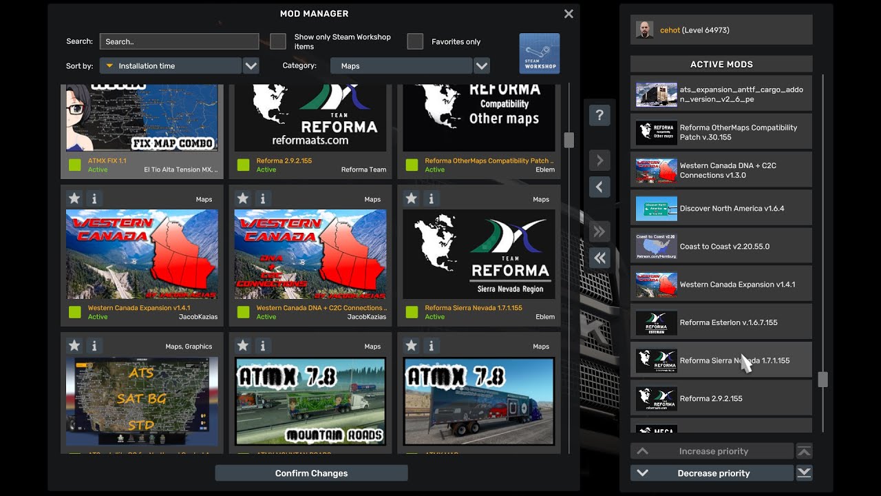 ATS 2 1.55 MAP COMBO  | Canada Expansion| Reforma | Arizona| Coast to Coast | ATMX | and other Maps