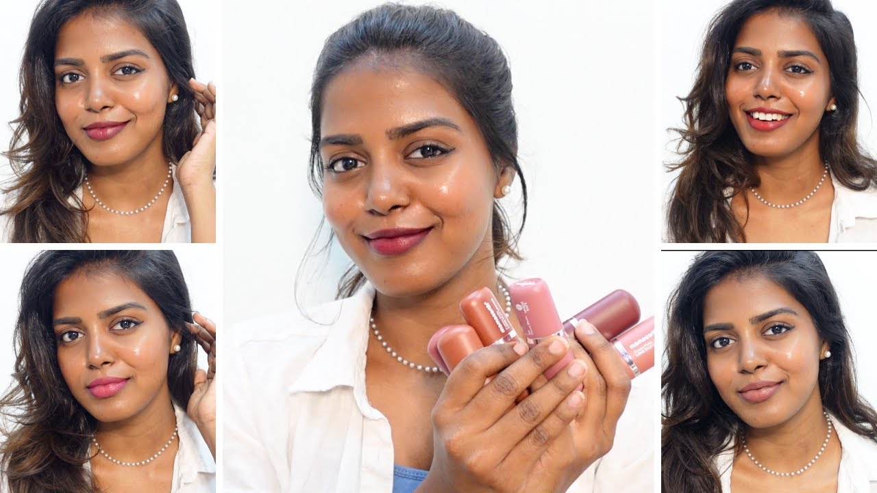 Trying MAMAEARTH new *CREAMY MATTE LIPSTICKS* on dusky skintone || தமிழ் || HARINI SI