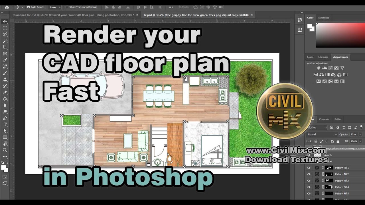 How to Render your floor plan fast using PhotoShop