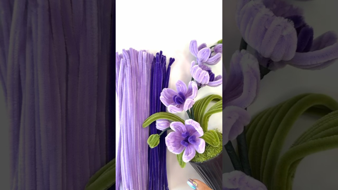 Orchid Tutorial 💜 #simpleflowermaking #orchid #tutorial #pipecleanercrafts #fuzzywire #easycraft