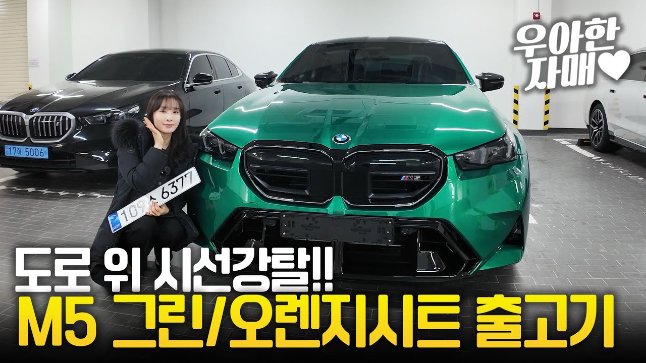 도로 위 시선강탈! M5 그린 오렌지시트 츨고기