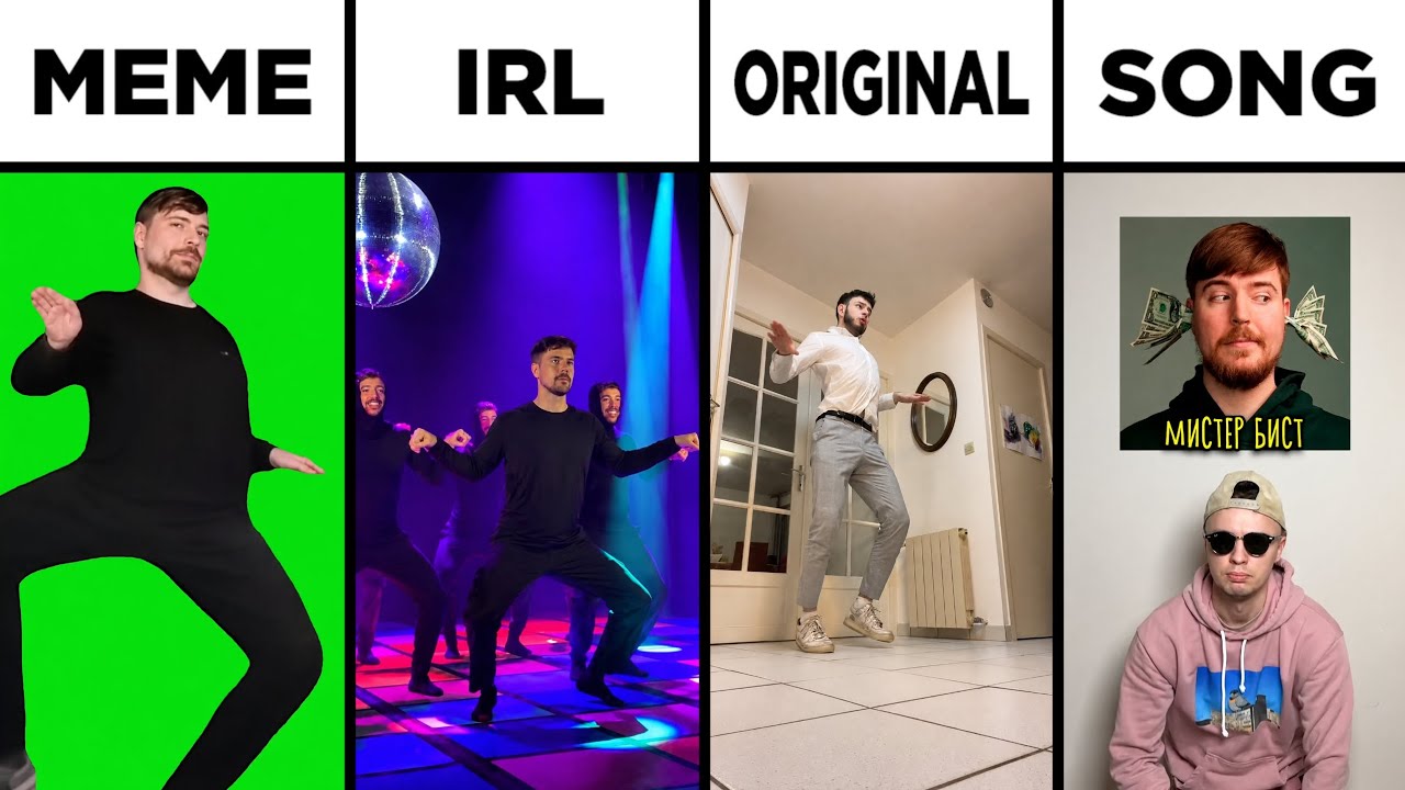 MrBeast Rizz Meme vs IRL Dance vs Original vs Song | Side by Side Comparison