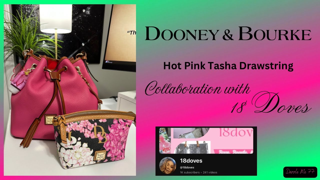 What’s in my bag? Dooney & Bourke Hot Pink Tasha Drawstring 🩷💕✨