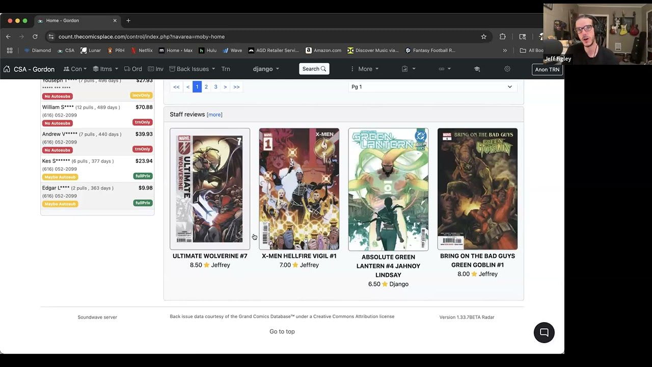 Comic Shop Assistant show and tell July 2025