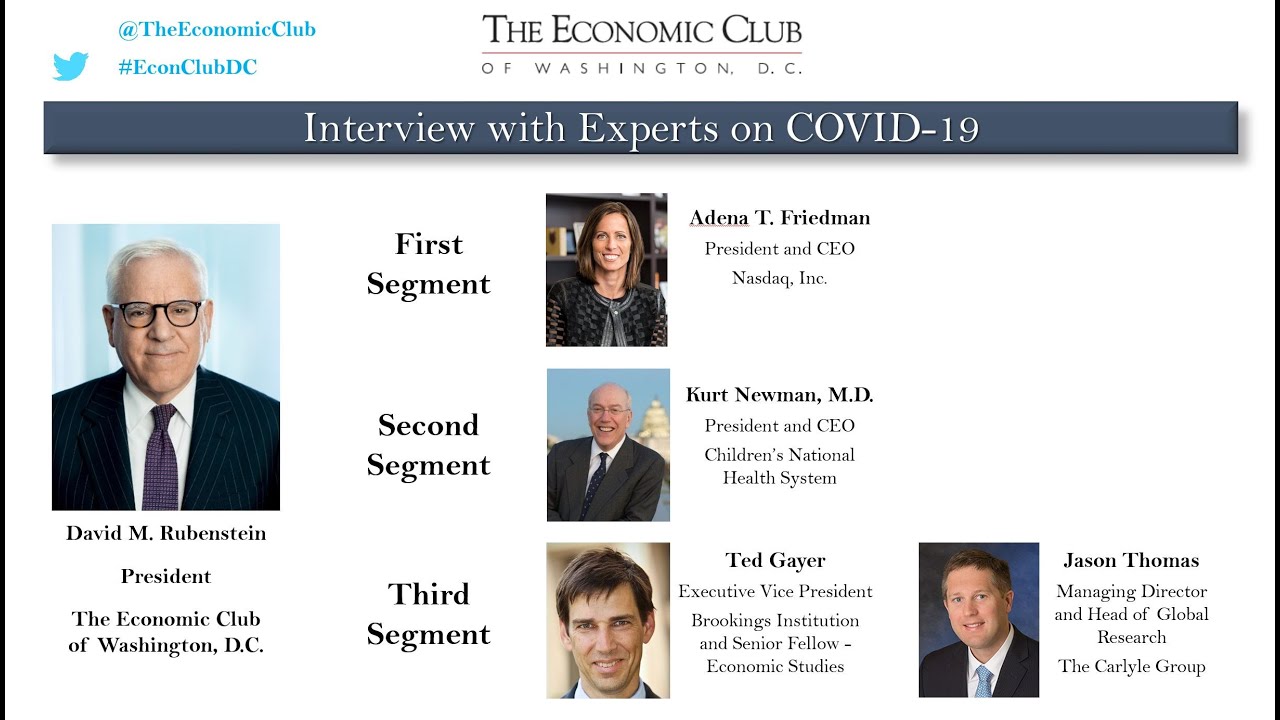 David Rubenstein Interviews Economic Experts on COVID-19