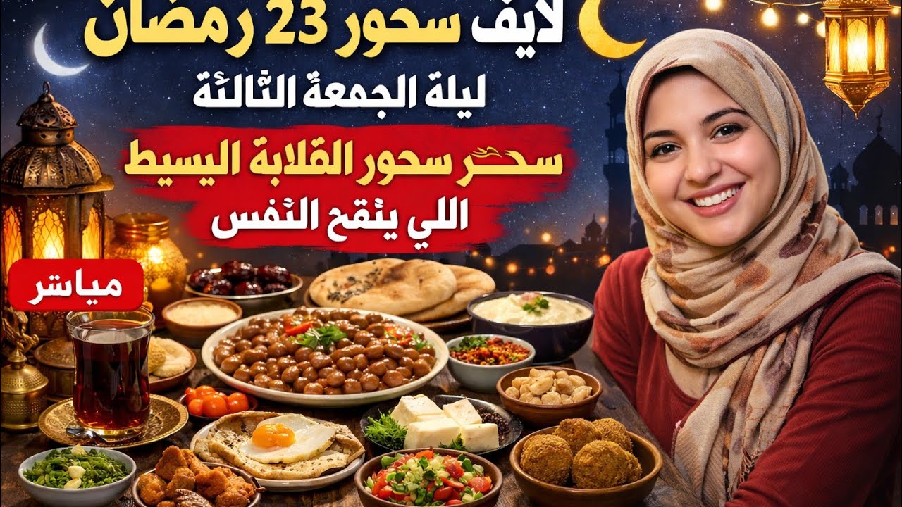 لايف سحور 23 رمضان 🌙 ليلة الجمعة الثالثة | سحور الغلابة البسيط اللي يفتح النفس