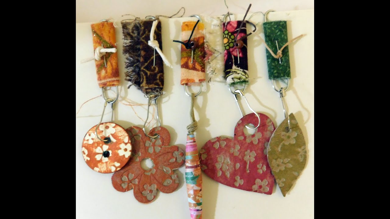 Shabby Fabric Paperclip Dangles-Espresso Press Design #stockingstufferideas #junkjournal #crafting