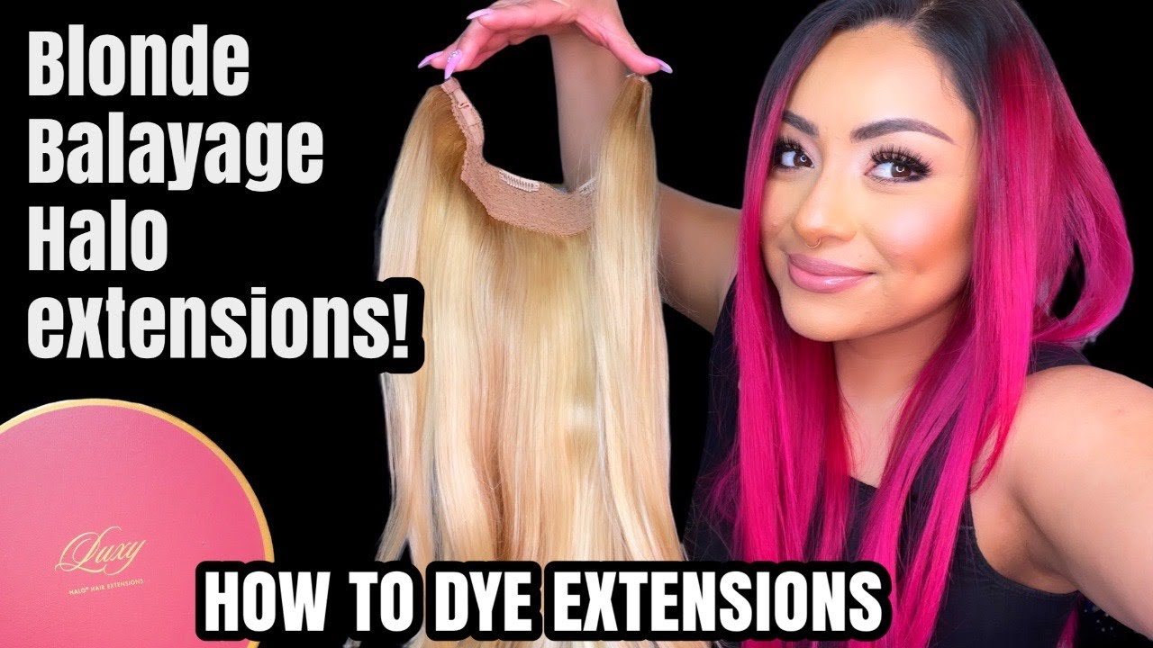 LUXY HAIR HALO EXTENSIONS BLONDE BALAYAGE REVIEW  | HOW TO DYE HUMAN HAIR EXTENSIONS