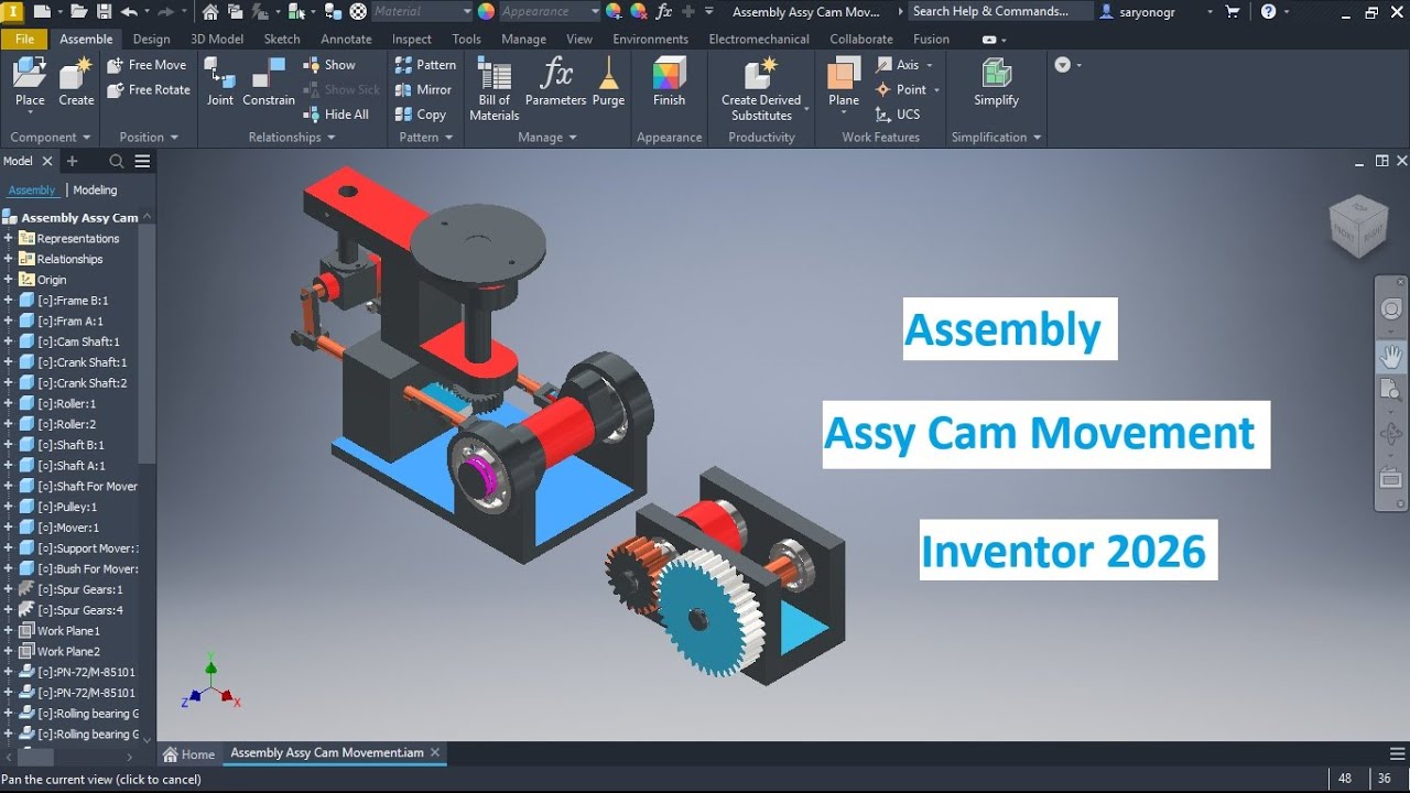 Autodesk Inventor 2026 Full Tutorial Assembly Assy Cam Movement #cad #inventor2026 #inventortutorial