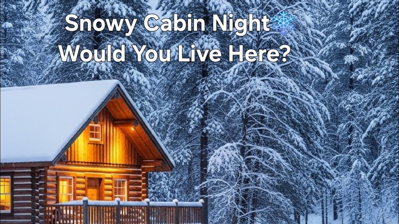 Snowy Cabin by the River