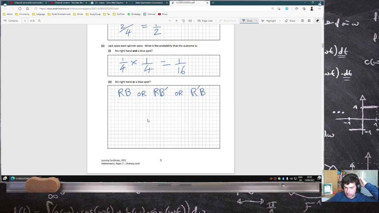 Leaving Certificate Examination 2021 Mathematics Paper 2 Ordinary Level Question 1  [LIVE-ish]