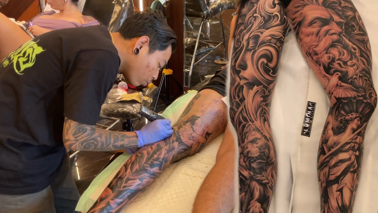 VERY CRAZY 3 SESSIONS DONE - FULL LEG TATTOO