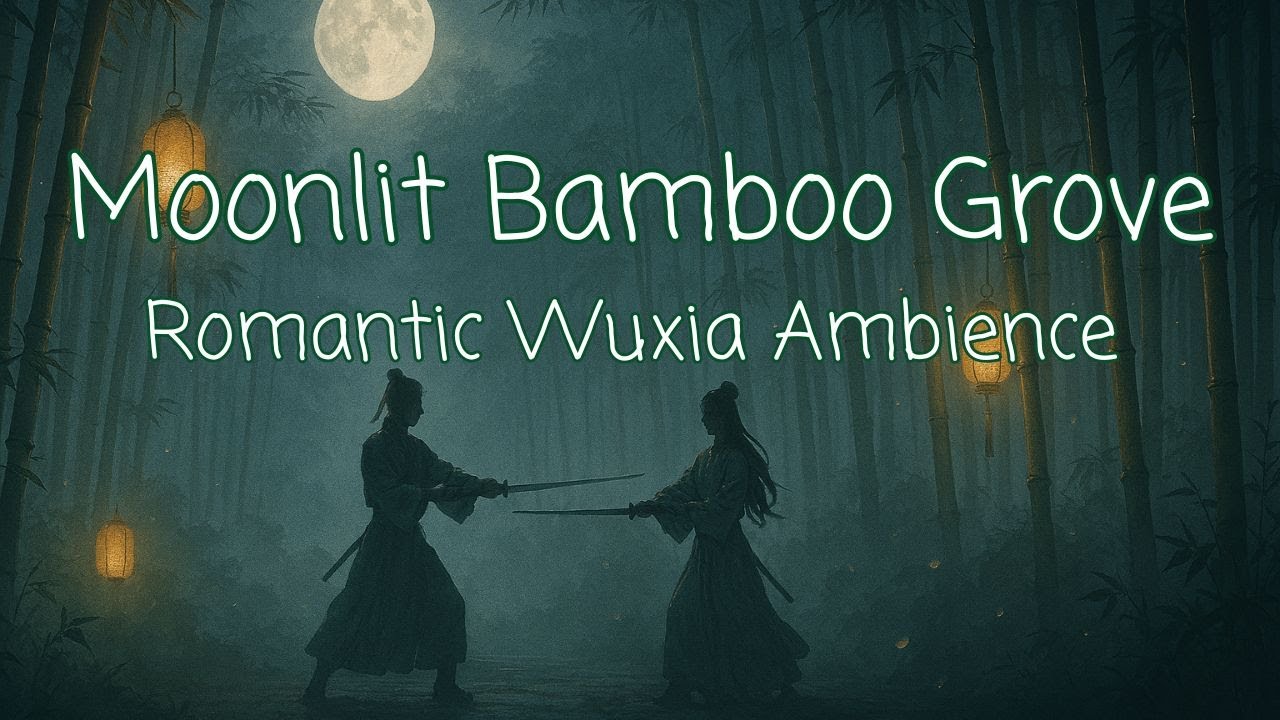 Moonlit Bamboo Grove | Wuxia Lovers’ Secret Rendezvous | Gentle Night Ambience & Guqin