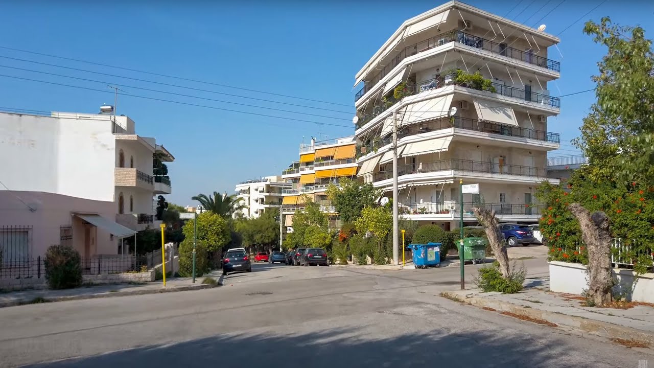 Ilioupoli residential neighborhood walk in Athens, Greece