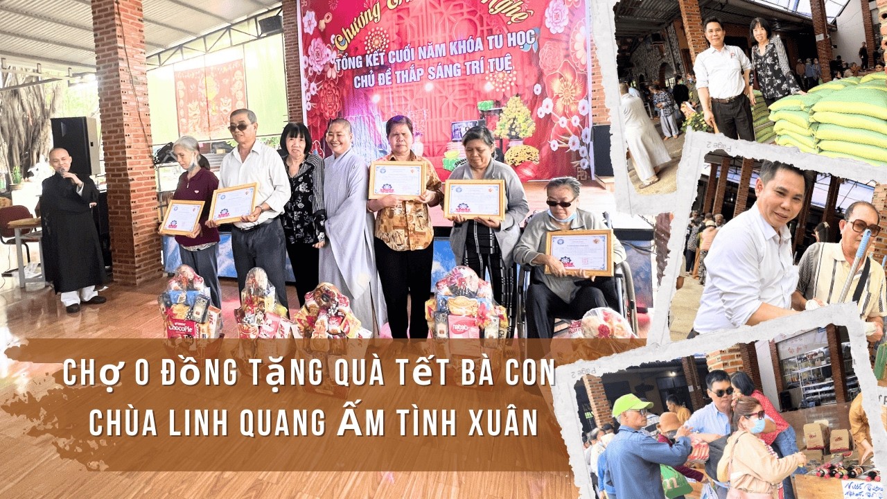 Chợ 0 Đồng Tặng Quà Tết Bà Con Chùa Linh Quang  Ấm Tình Xuân