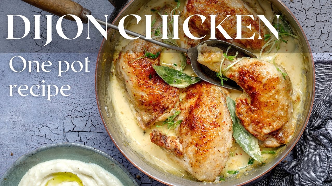 Deliciously Simple One Pot Braised Chicken in Mustard Sauce with white Wine