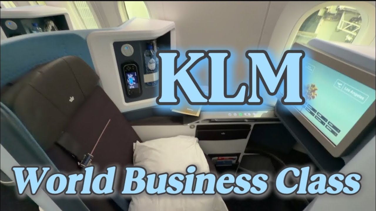 KLM World Business Class Royal Dutch Airlines Boeing 787-10 Full Lie Flat Seat AMS to LAX