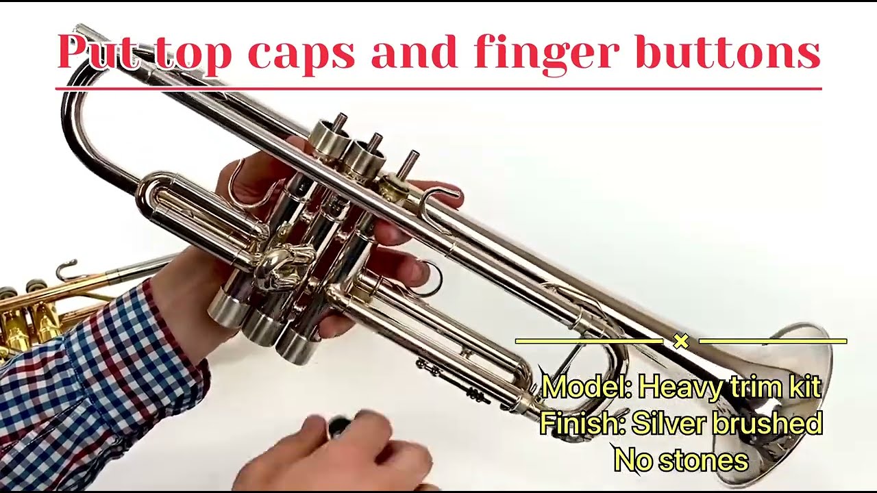 Complete assembly Trumpet Heavy Trim Kit with Valve Stem.  KGUmusic