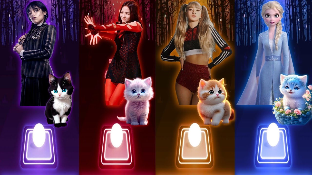 Cute Cats Dance | Wednesday Bloody Mary | Jisoo Flower | Lisa Money | Elsa Enemy | Cat Songs