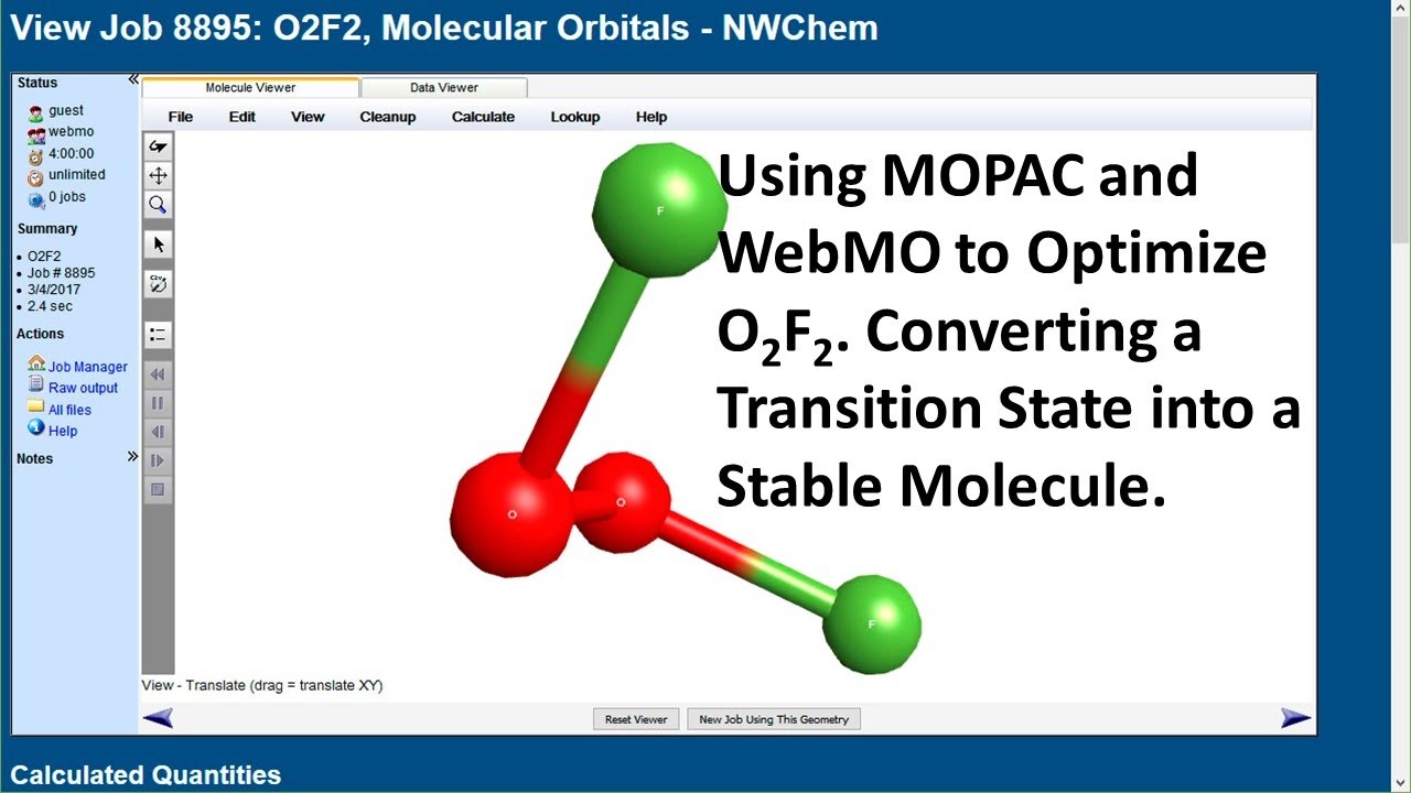 Using MOPAC to Optimize O2F2