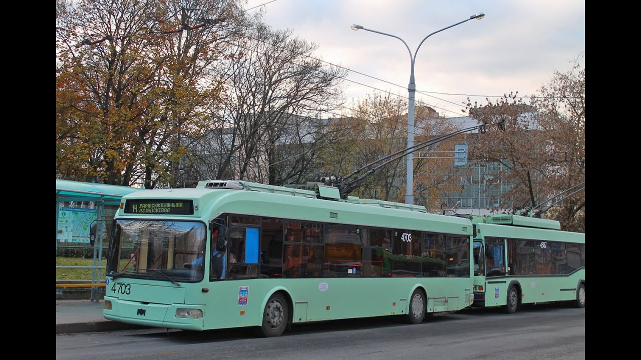 Минск, поездка в троллейбусе БКМ-321, парк.№ 4703, марш.13 (04.10.2025)