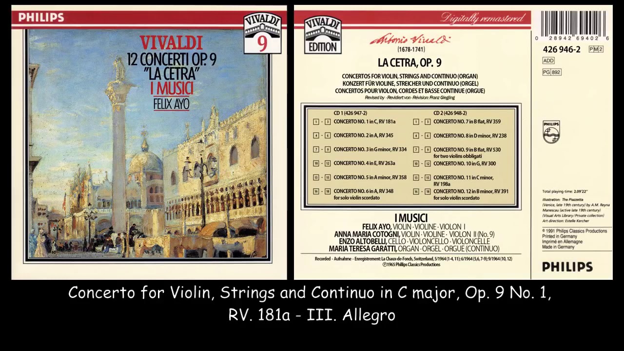 Vivaldi   La Cetra   12 Concertos Op  9   I Musici   Felix Ayo   1964