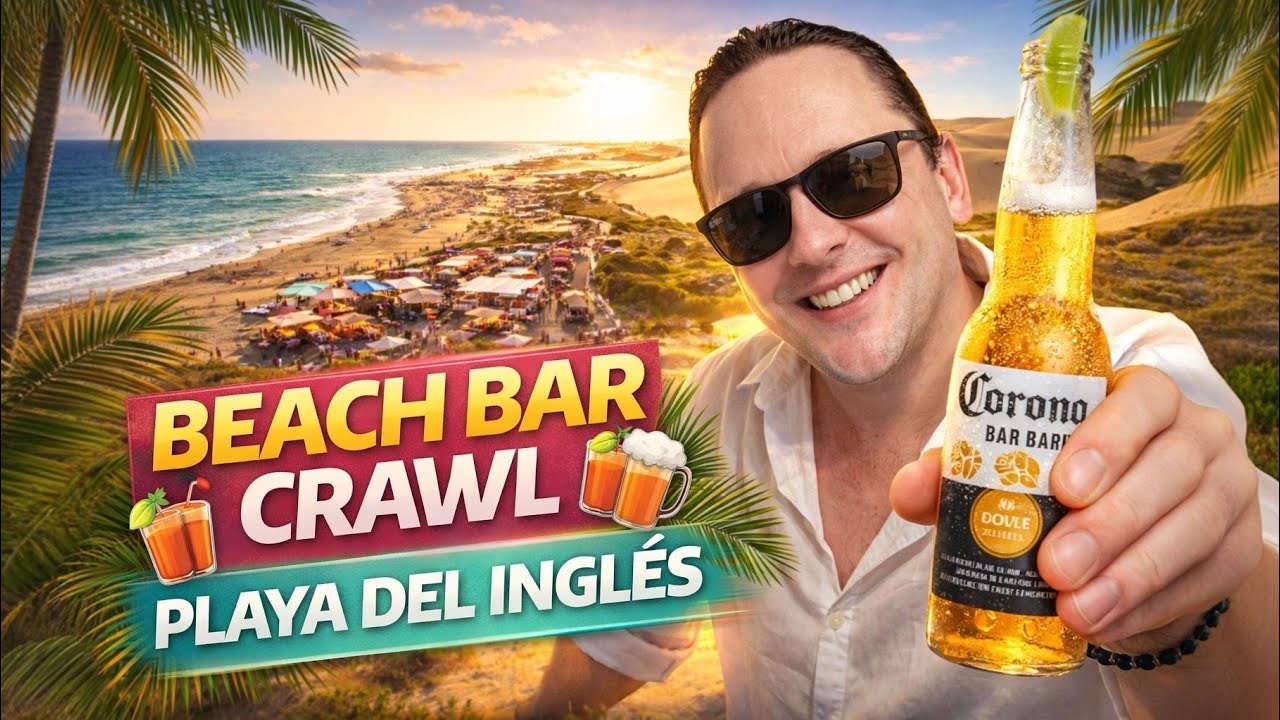Атмосфера Плайя-дель-Инглес! 🇪🇸 Пляжные бары, шопинг и ледяное пиво Corona! 🍺☀️