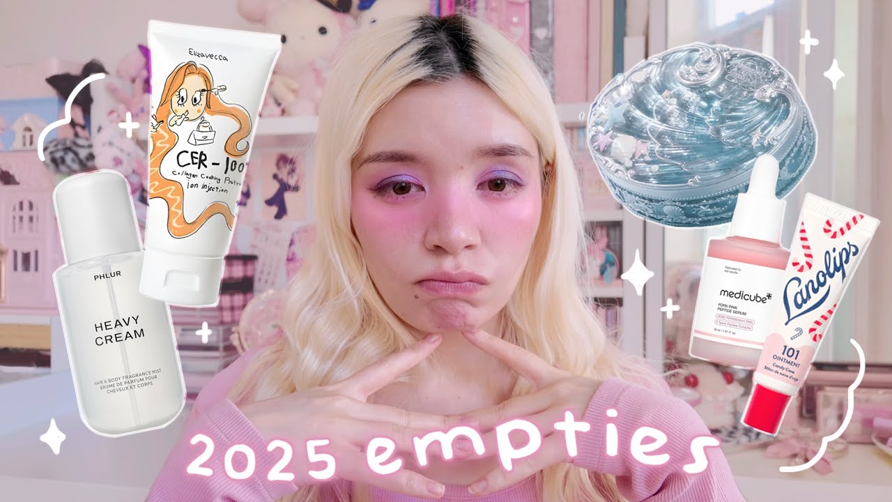 💗 my end of 2025 empties !! | skin care, hair care, fragrance, makeup, etc