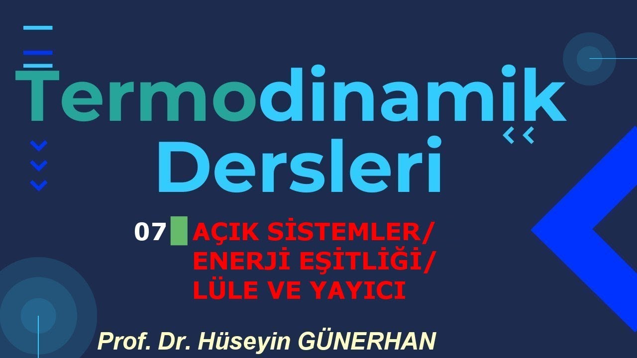 TERMODİNAMİK/2021-2022 Öğretim Yılı/Ders07/AÇIK SİSTEMLER-01/Canlı Ders