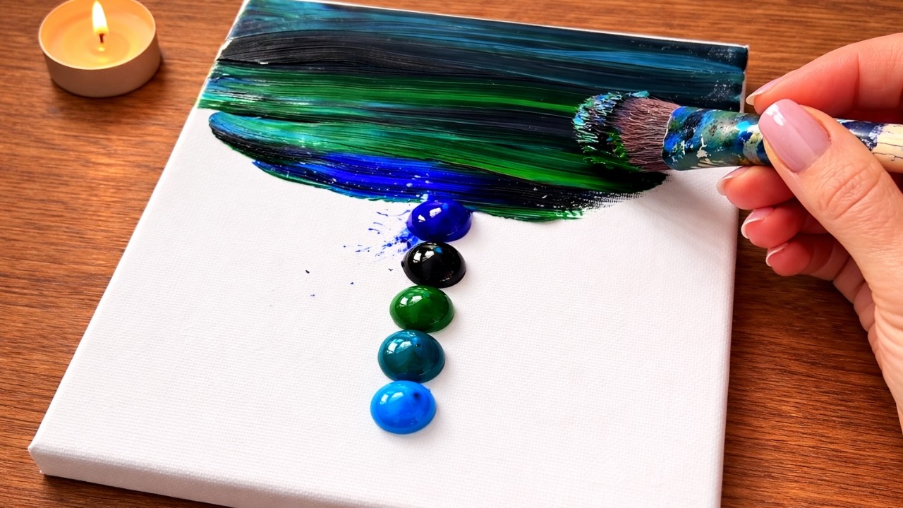 Painting the Northern Lights Over a Lake | Painting for Beginners