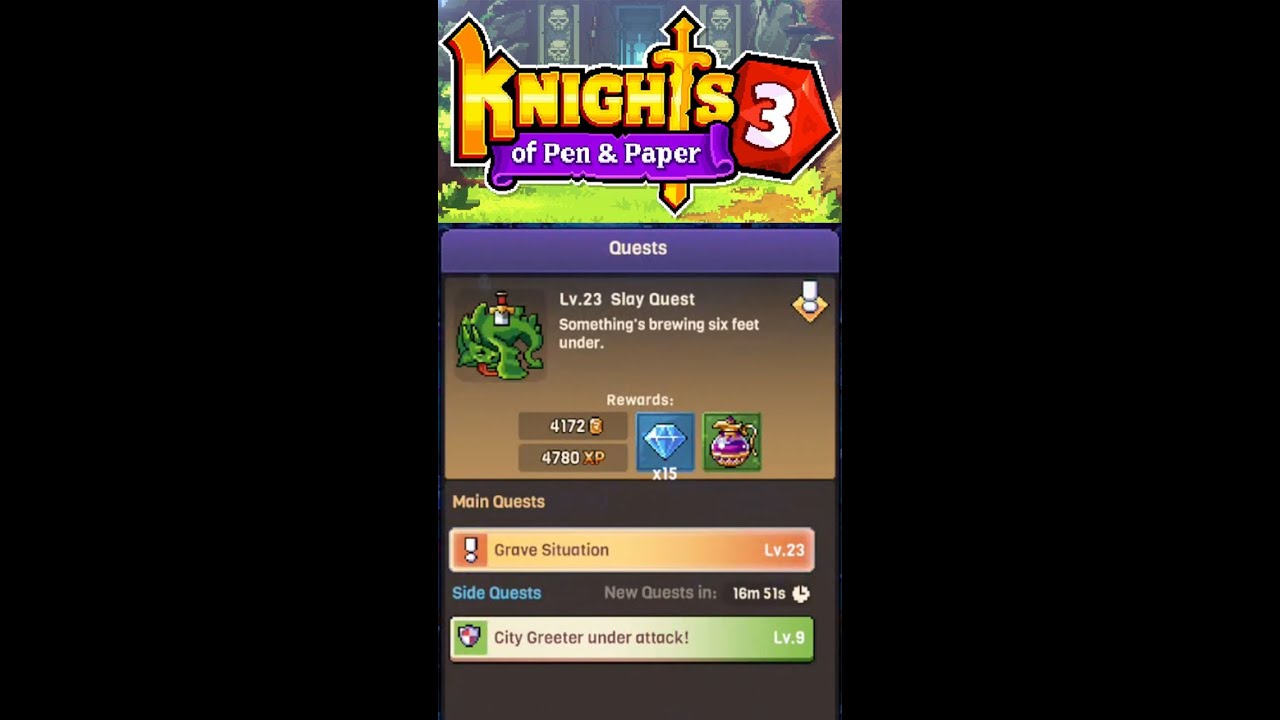 Knights of Pen and Paper 3 | Android | Lv.23 Slay Quest - Grave Situation