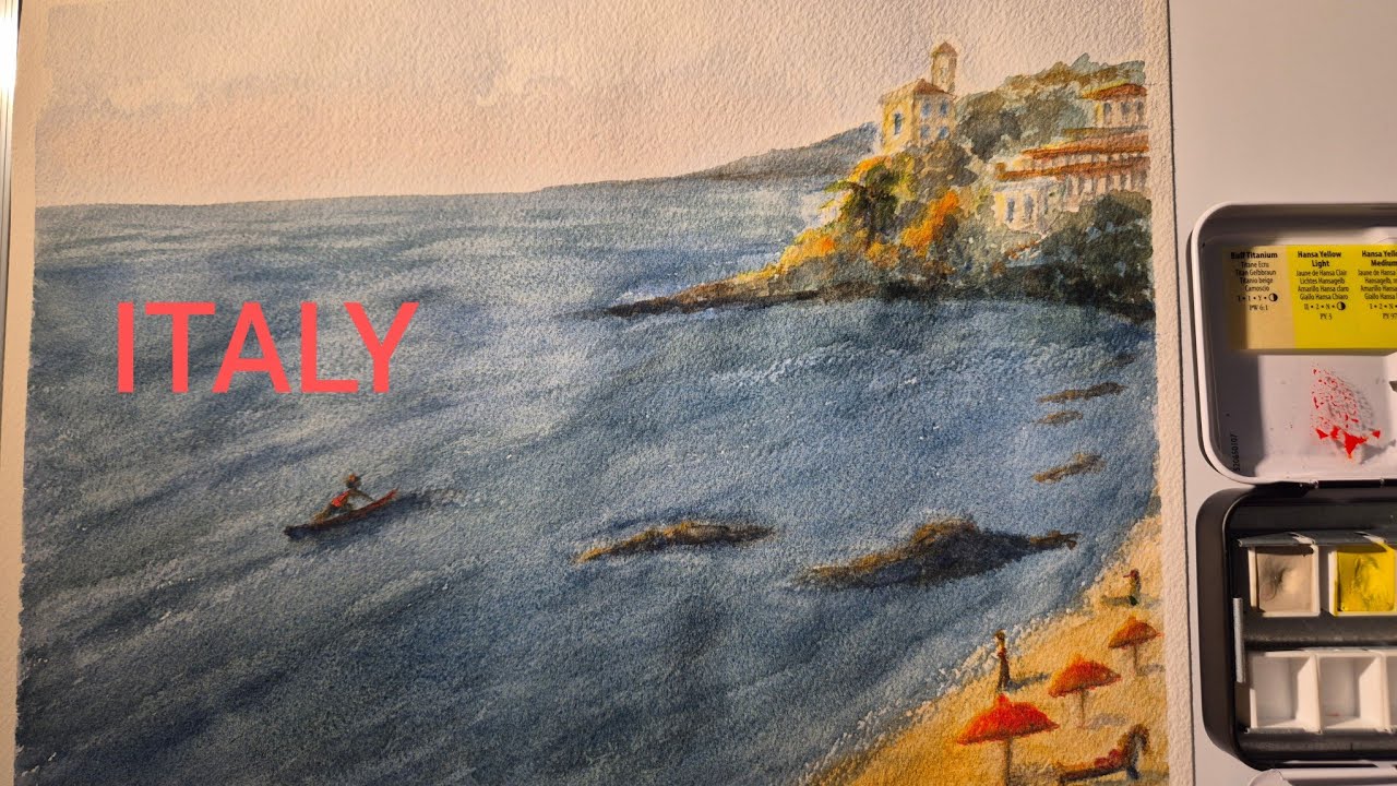 Море Італії. Малюю аквареллю Daniel Smith,  папір  ARCHES 
