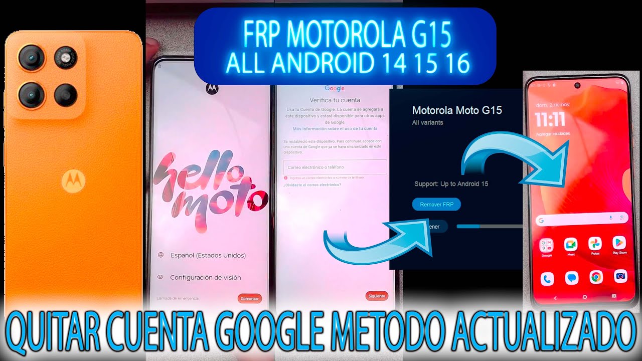 FRP MOTOROLA G15 METODO ACTUALIZADO QUITAR CUENTA GOOGLE ANDROID 14 15 16 MTK