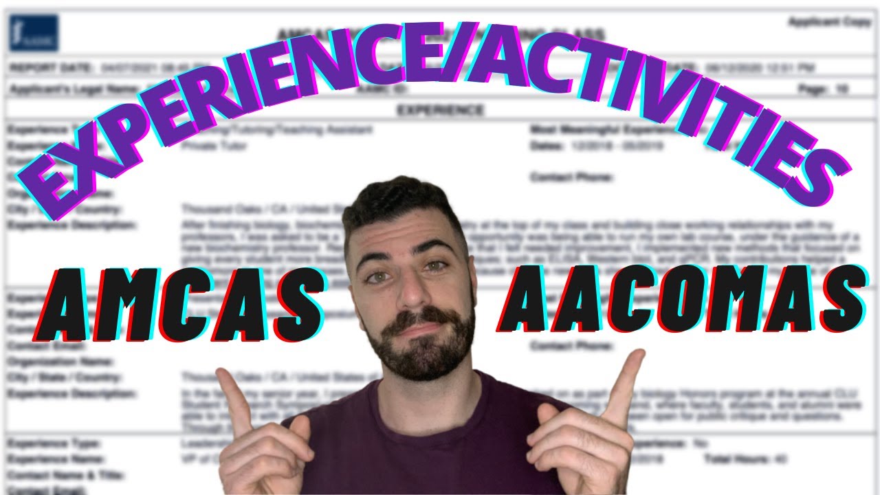 ACCEPTED AMCAS ACTIVITIES SECTION | HOW TO STAND OUT
