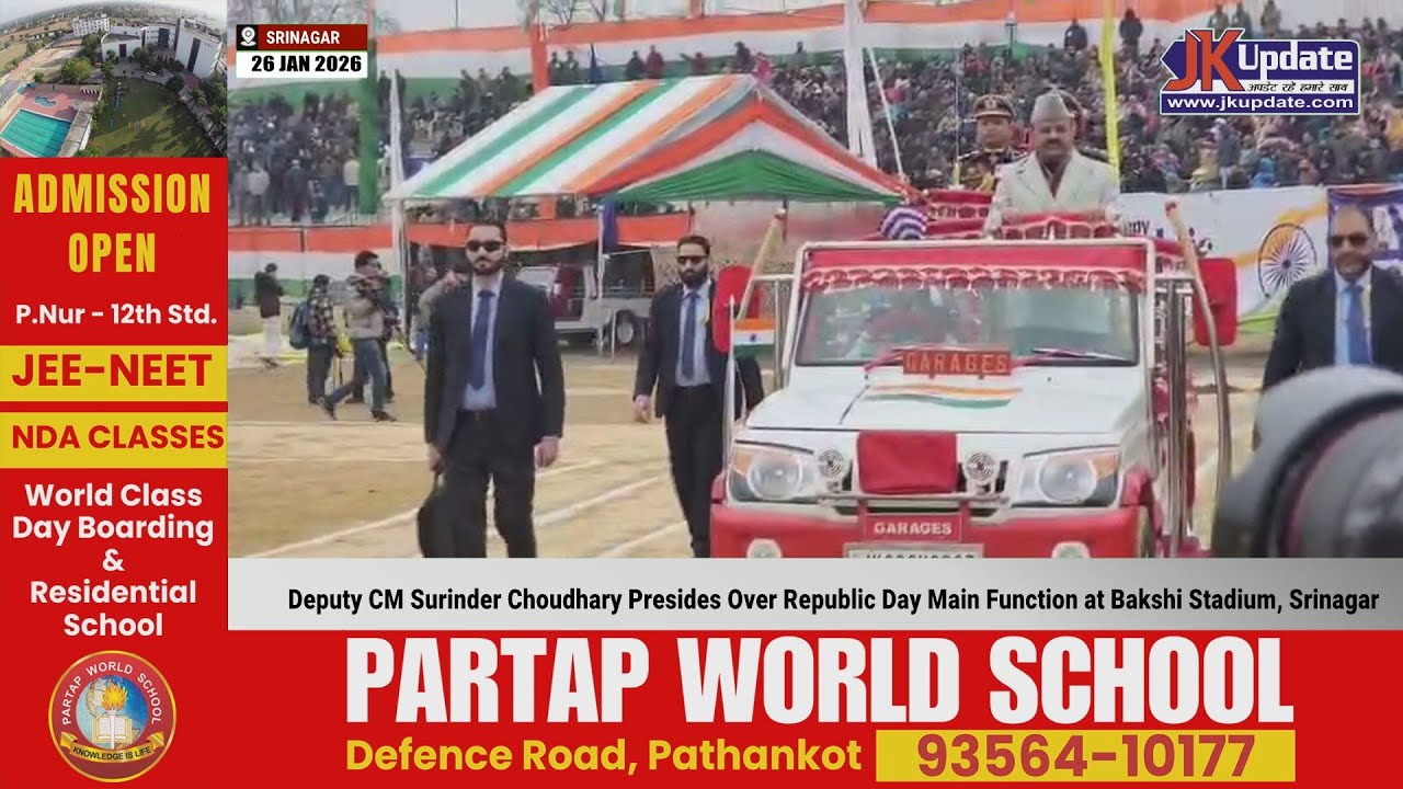 Deputy CM Surinder Choudhary Presides Over Republic Day Main Function at Bakshi Stadium, Srinagar