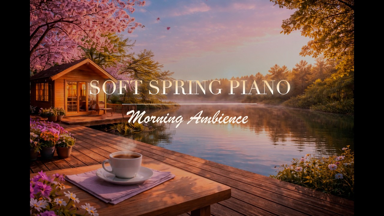 Soft Spring Piano 🌸 Morning Ambience by the Lake