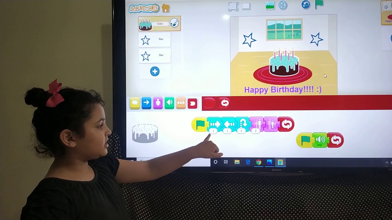 Happy Birthday greeting card in Scratch Jr  |Coding is fun|