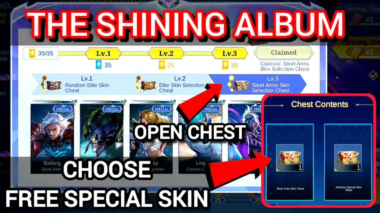 MLBB NEW SHINING ALBUM EVENT OPEN CHEST | CLAIM FREE SKIN CHEST | MOBILE LEGENDS