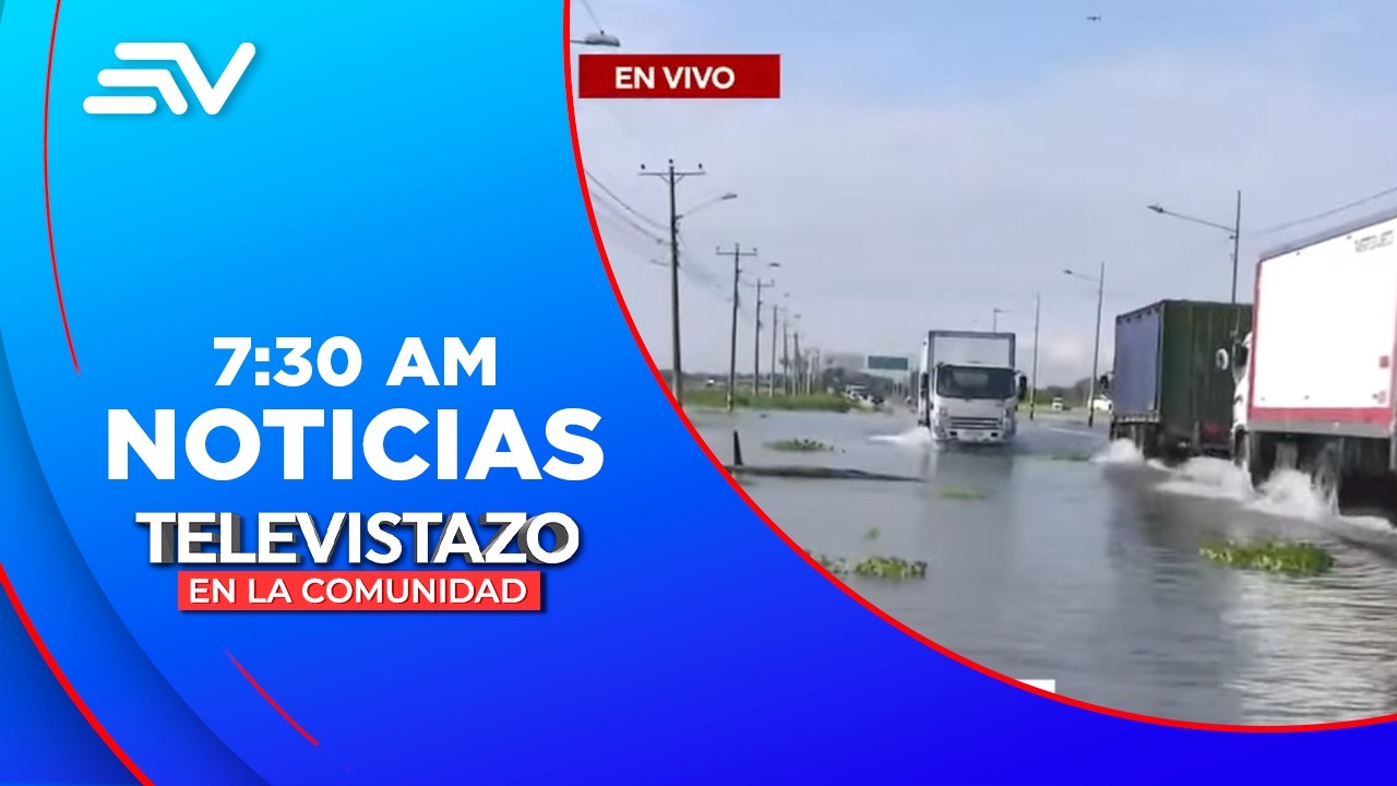 Inundación en la carretera dificulta paso de vehículos vía Jujan - Babahoyo | Televistazo | Ecuavisa