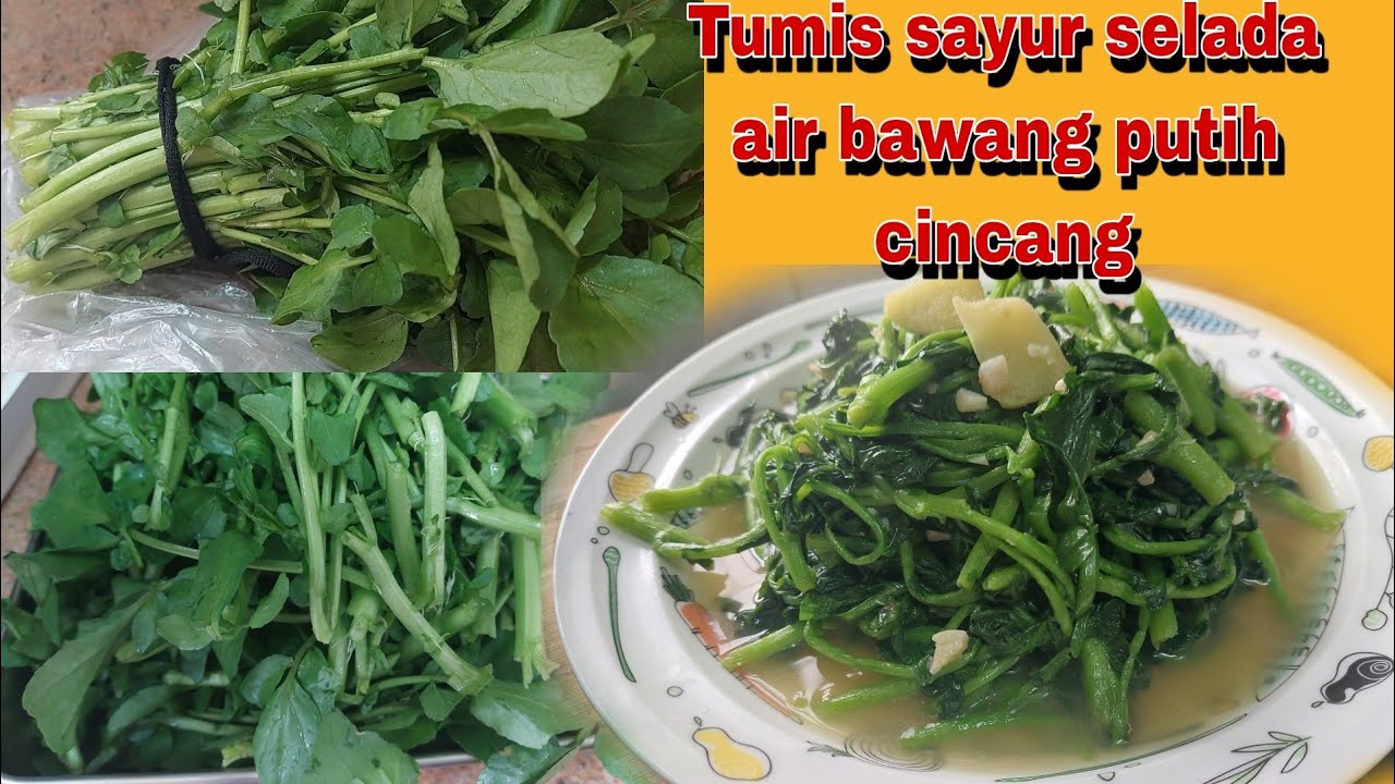 masakan hongkong tumis sayur selada air bawang putih cincang@liyamenul