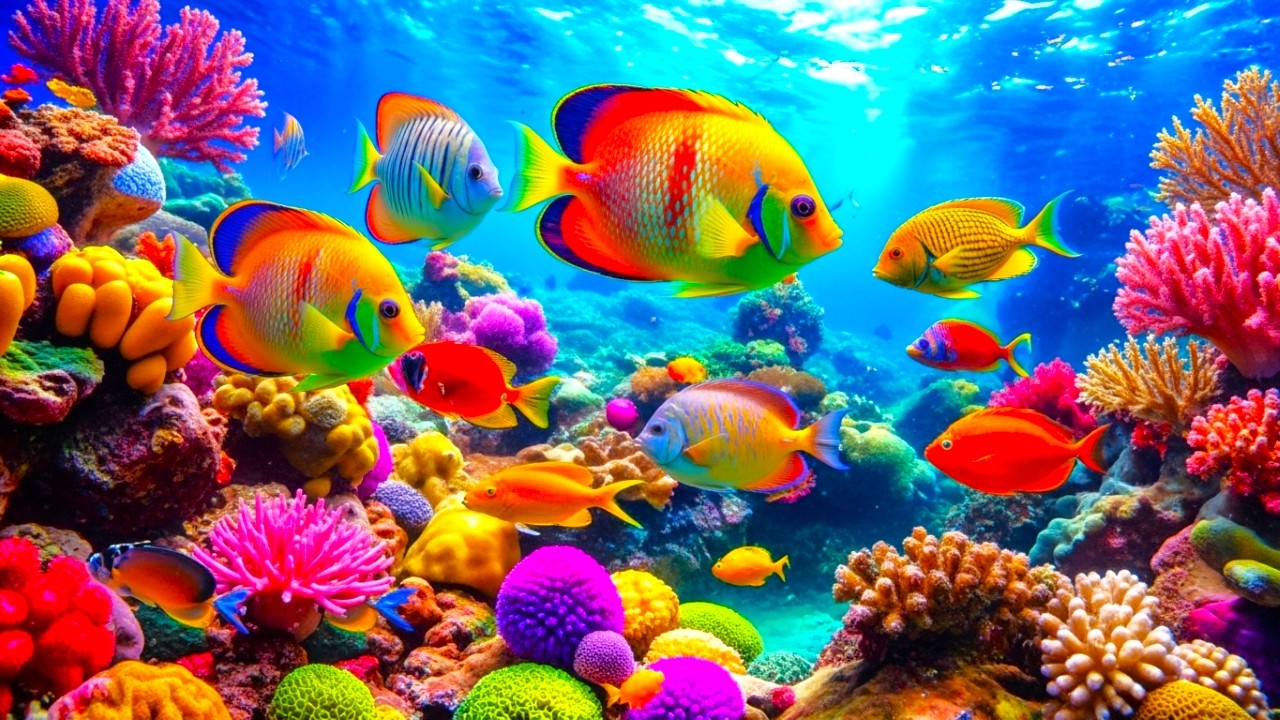 Whispering Blue Serenity – 4K Aquarium with Coral Reef and Relaxing Sounds #3