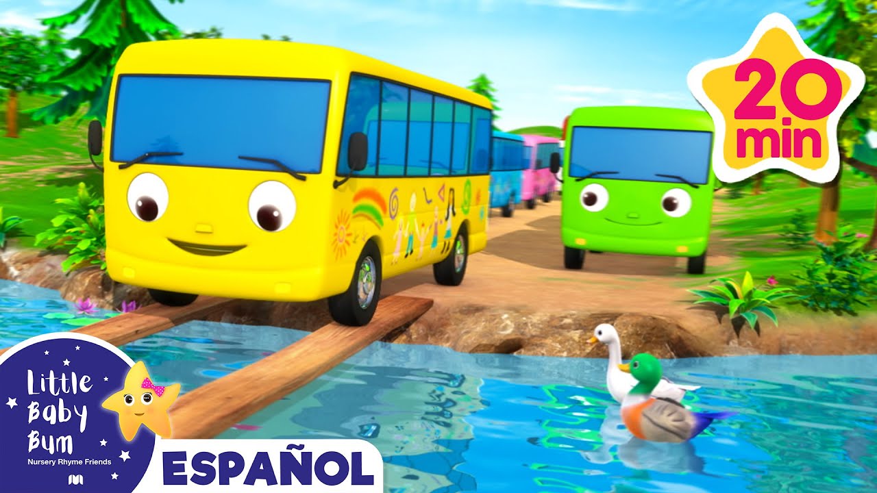 Cruzemos el rio juntos 🚌 Caricaturas de autobuses 🚌 Canciones infantiles Español