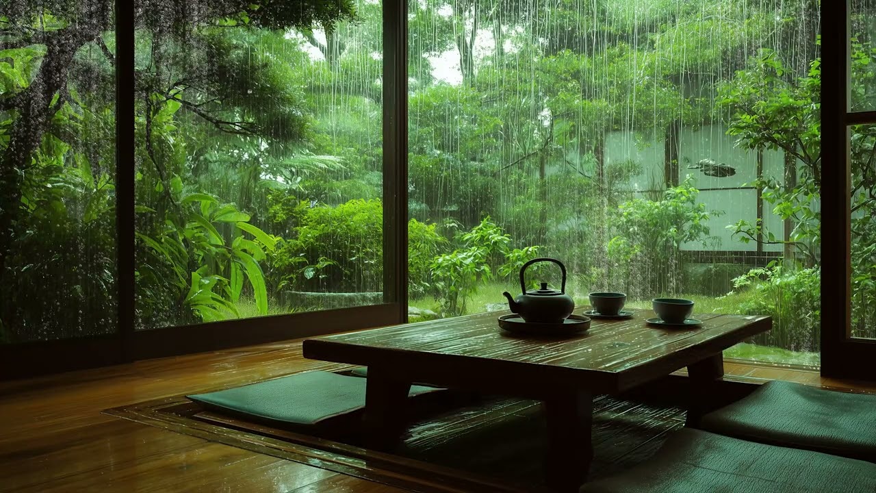 Relaxing music rain and piano for peaceful sleep - Soft piano rain ambience