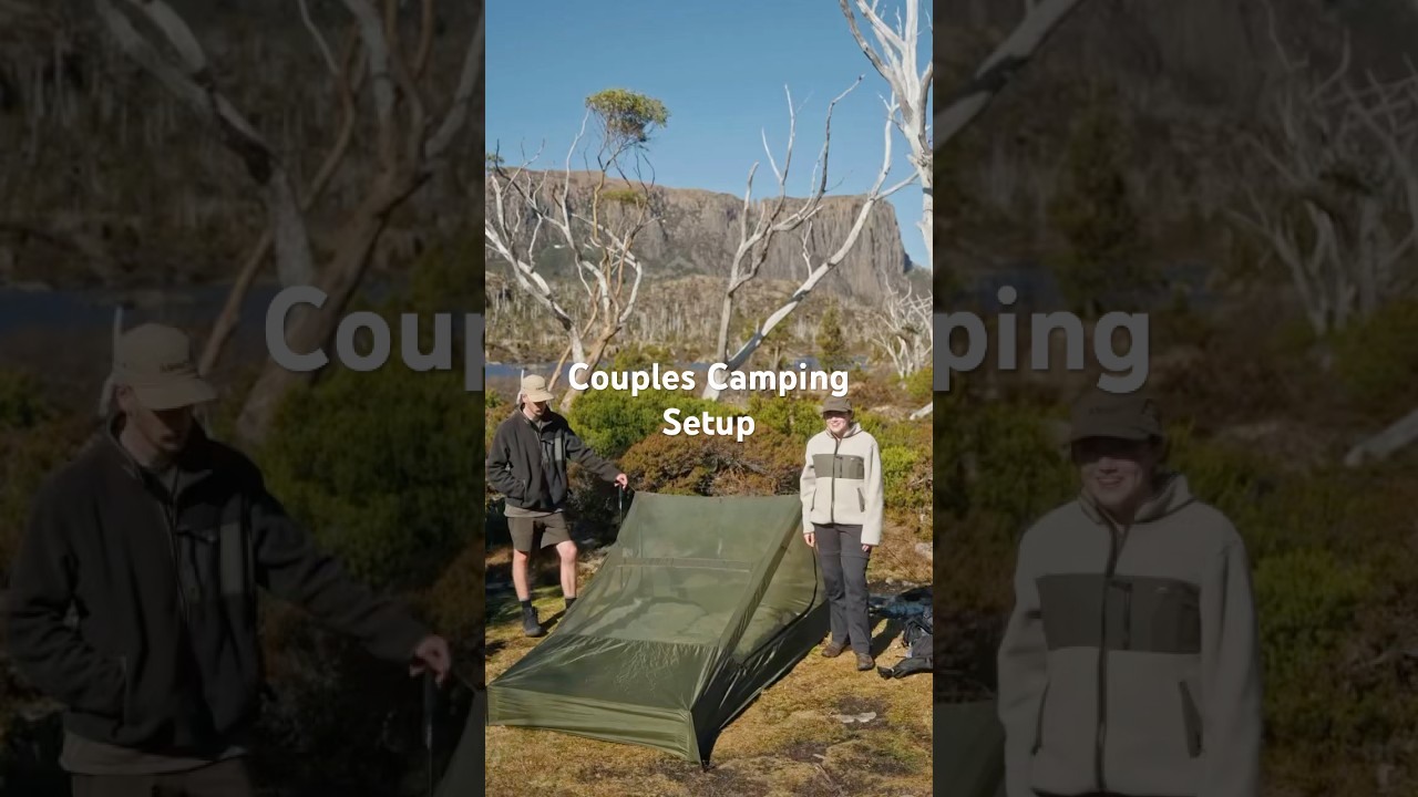 Two Person Thru-Hiking Camp Setup 🏔️ #tasmania #couplecamping  #ultralightbackpacking #camping