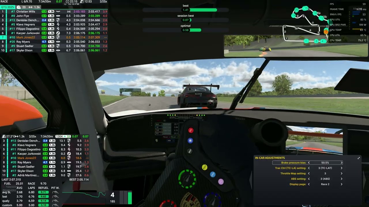 Iracing Porsche GT3 R  P8 Road America