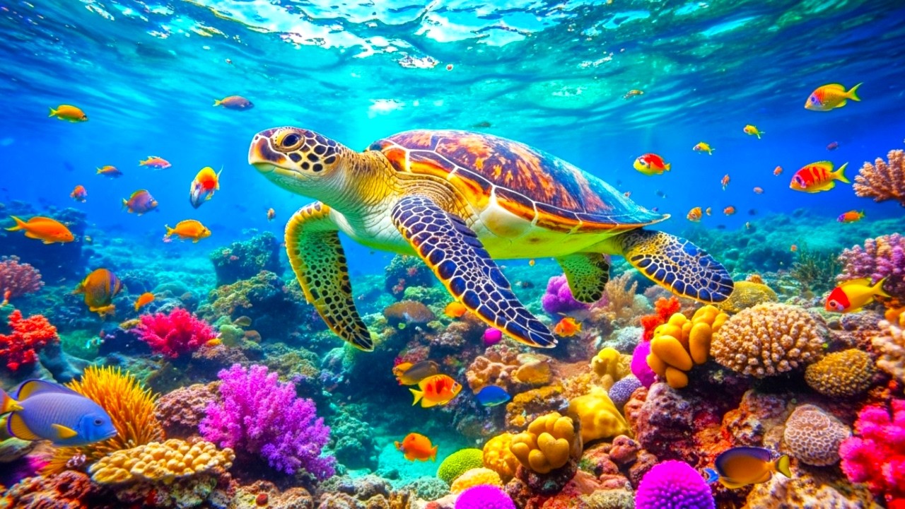 Whispering Blue Serenity – 4K Aquarium with Coral Reef and Relaxing Sounds #3