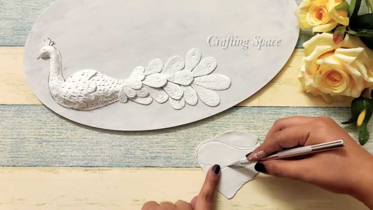 Diy Name plate for your home -part 1 | Clay mural | Handmade crafts | Peacock mural | Crafting Space